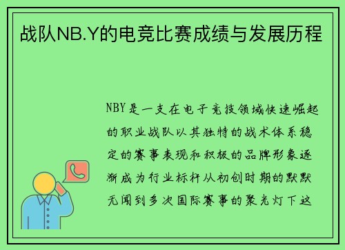 战队NB.Y的电竞比赛成绩与发展历程